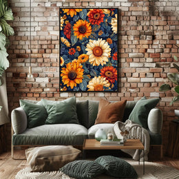Vibrant Floral Illustration with Modern Artistic Poster