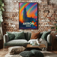 Akron Vibrant Rainbow Cityscape Impressionism Poster