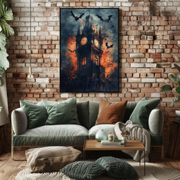 Gothic-Style Clock Tower Art Poster in Eerie Environment - Artistic Poster