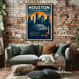 Houston Travel Poster Vintage Wall Art Print