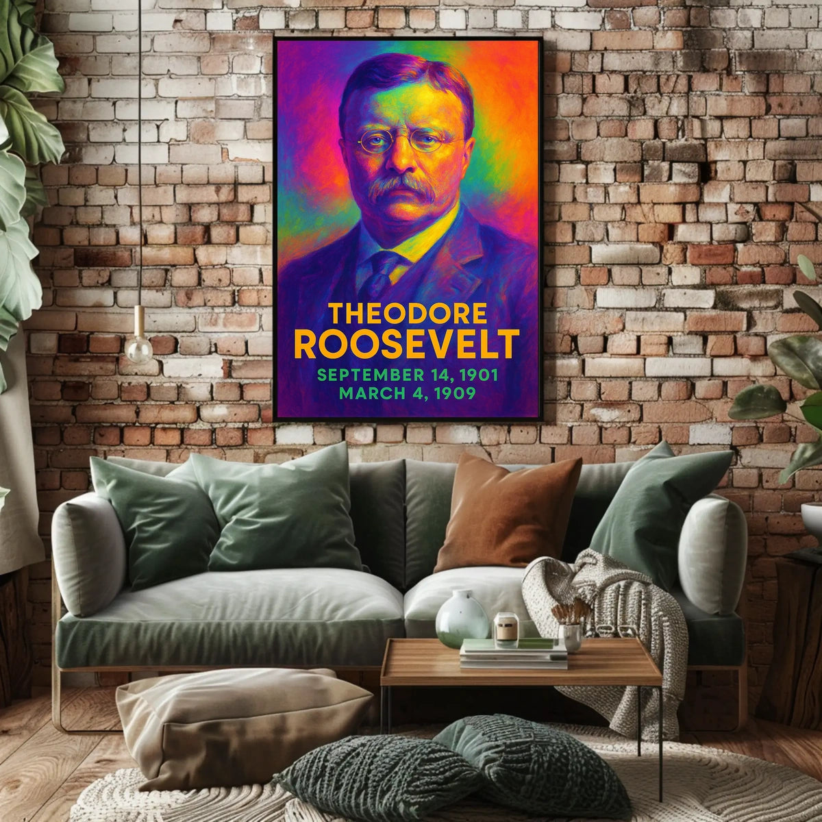 Theodore Roosevelt 26th President of the United States Neon Gradient Overlay Poster