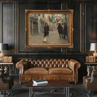 European Street Scene in Impressionistic Artistic Poster