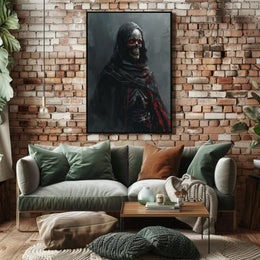 Dark Gothic Skeleton Poster with Red Eyes PosterGoat