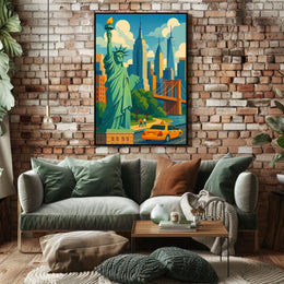 Discover New York City A Vibrant Illustration of Iconic Landmarks