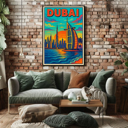 Dubai Skyline Illustration Poster