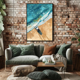 Stormy Cliffside Reflection: Photorealistic Fantasy Poster PosterGoat