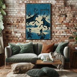 Whimsical Reindeer Soccer Vintage Holiday Poster Art
