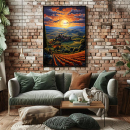 Sunset Over Tuscan Hills Poster