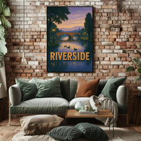 Riverside Tranquility at Dusk - Urban or Cityscape Poster