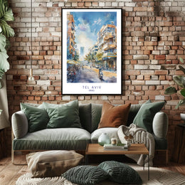 Tel Aviv Street Scene Poster PosterGoat