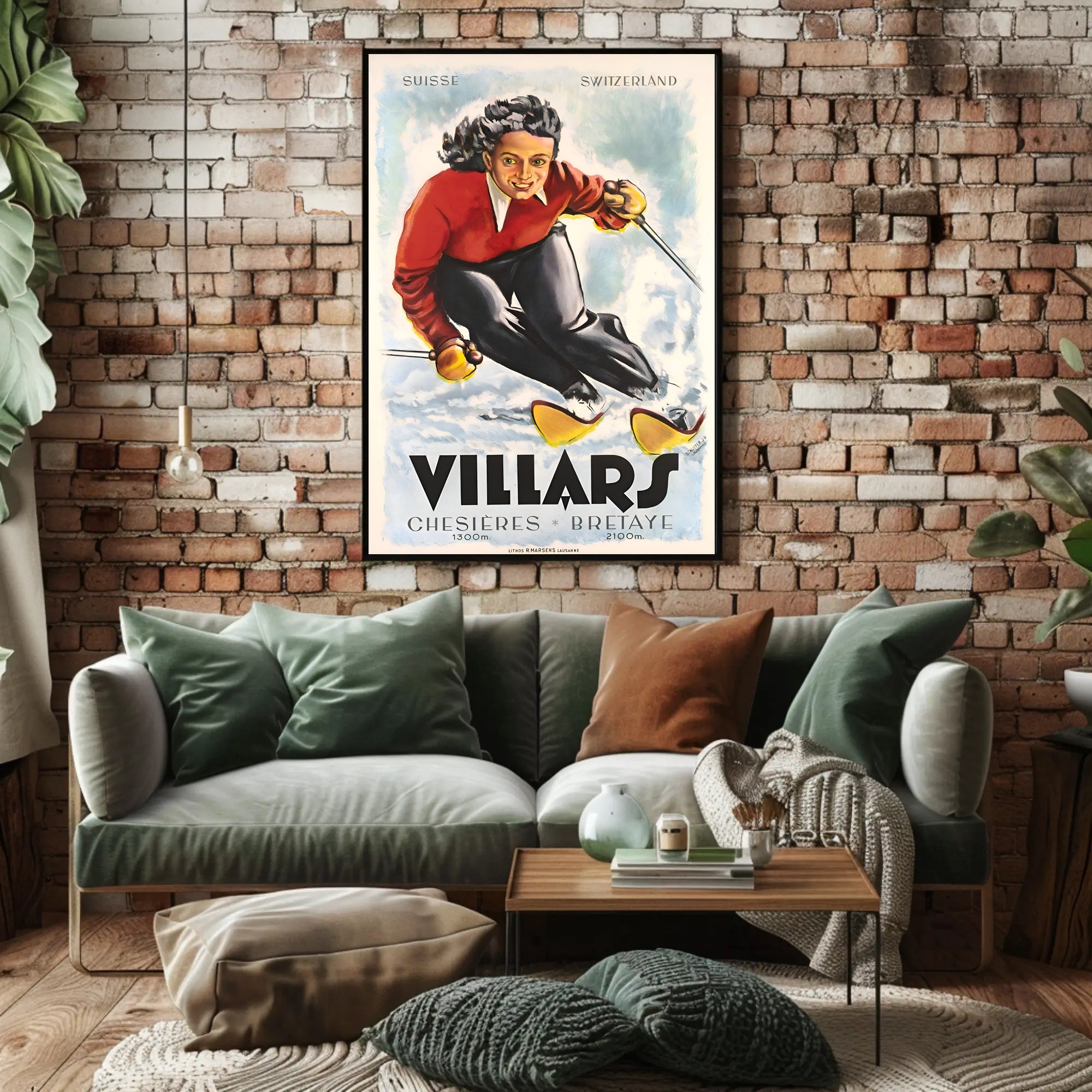 Villars Skiing Poster PosterGoat