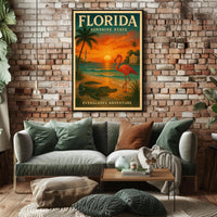 Florida Everglades Adventure Vintage Travel Poster
