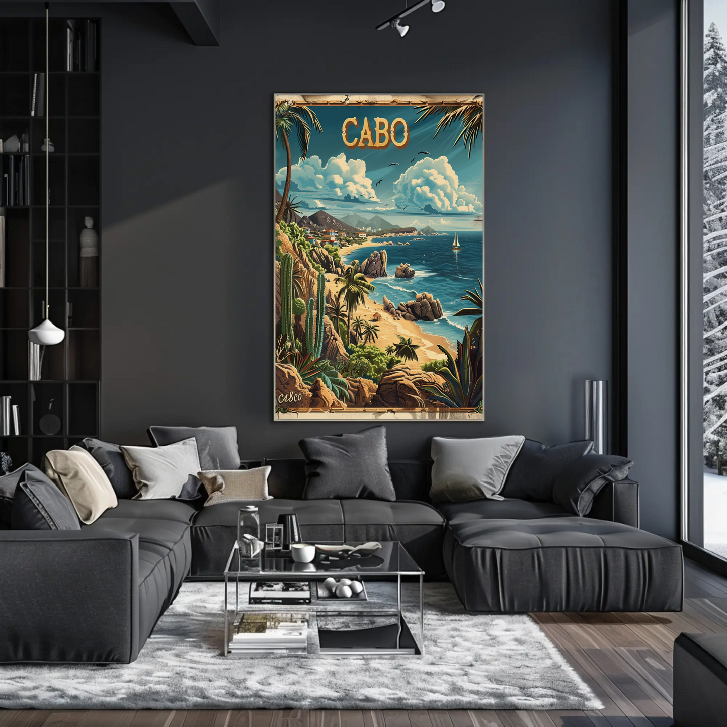 Cabo Vintage Coastal Mexico Travel Poster