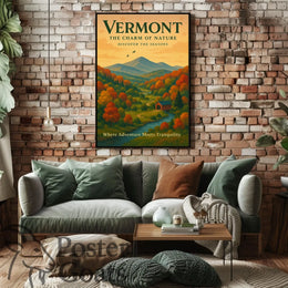 Vermont Scenic Autumn Landscape Travel Poster