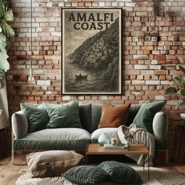 Amalfi Coast Poster Wall Art 18x24 Coastal Decor Gift