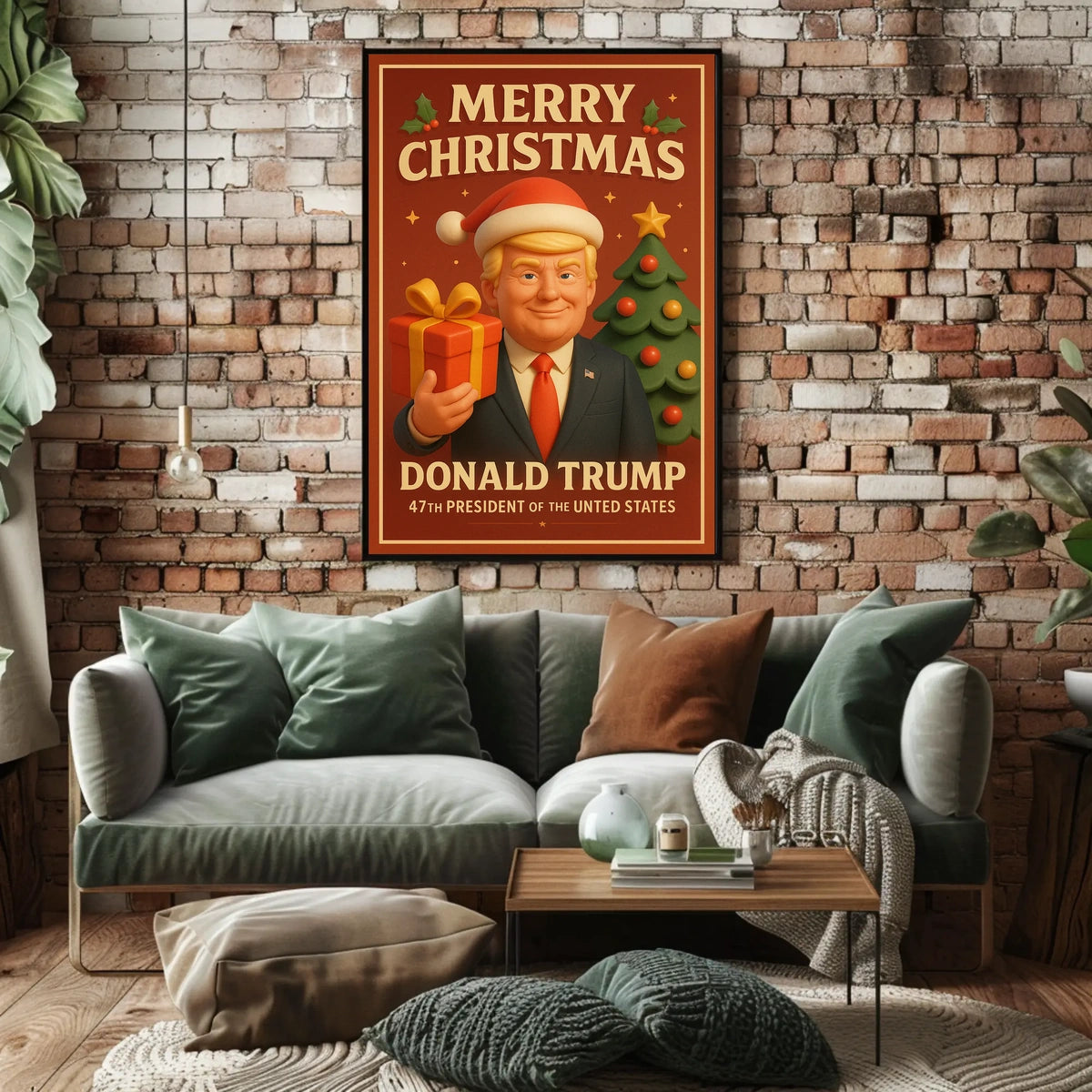 Festive Christmas Greeting Poster with Cartoon Santa Theme
