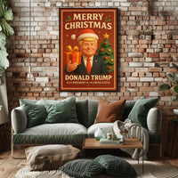 Festive Christmas Greeting Poster with Cartoon Santa Theme