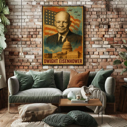 Dwight D. Eisenhower 34th President of the United States Layered Digital Collage Poster