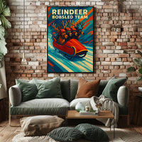 Reindeer Bobsled Team Poster