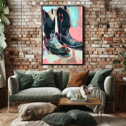 Cowboy Boots Poster Modern Abstract Art Print