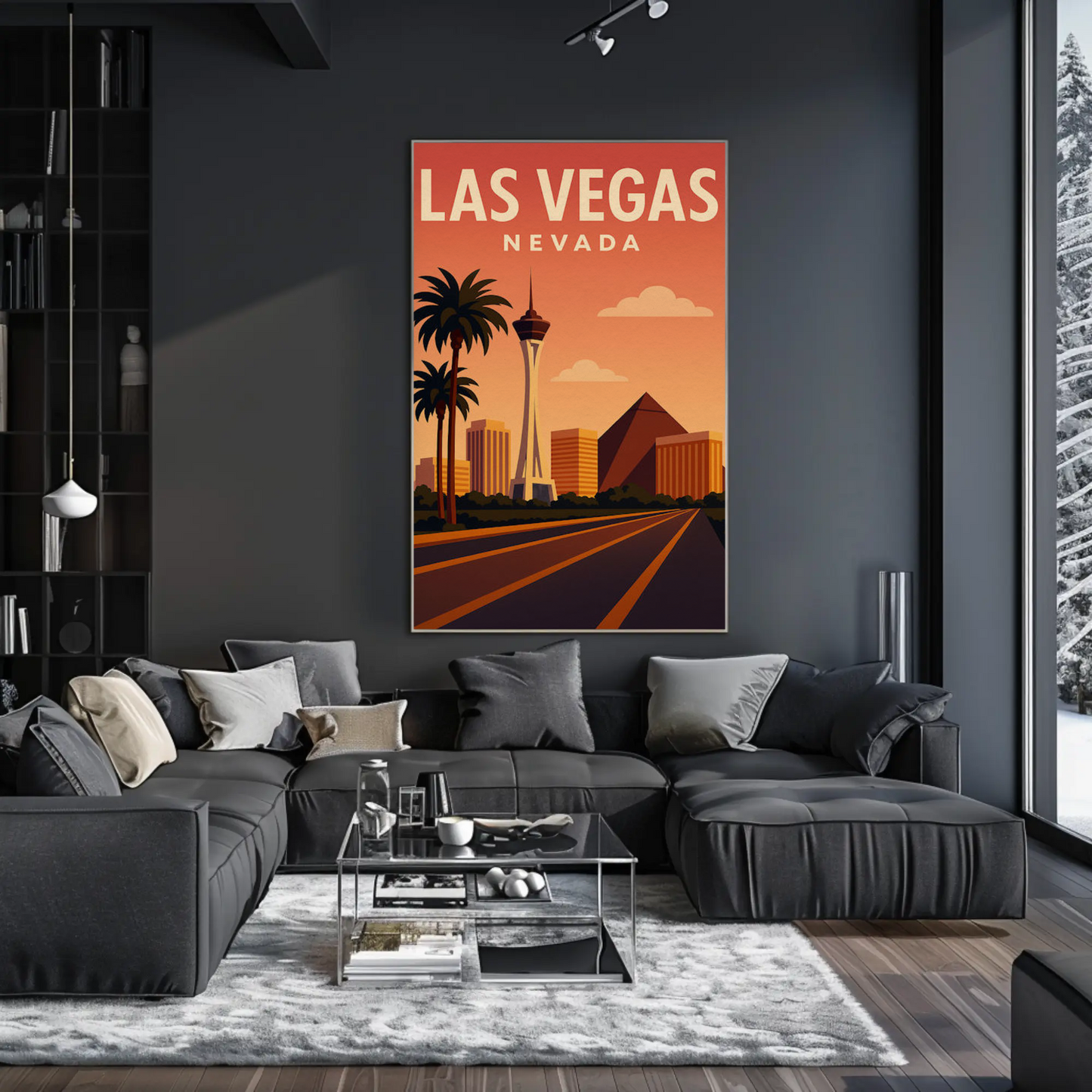 Las Vegas Nevada Skyline Stratosphere Sunset View Poster