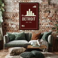 Detroit Skyline Est. 1701 Poster PosterGoat