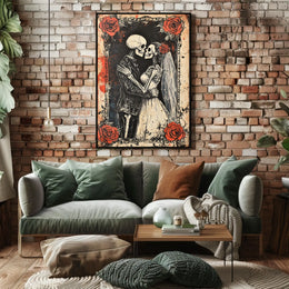 Eternal Love Skeletons Day of the Dead Cultural Poster