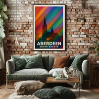 Aberdeen Church Silhouette Rainbow Lights Digital Poster