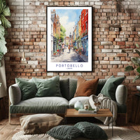 Portobello Street Scene Watercolor Urban or Cityscape Poster PosterGoat