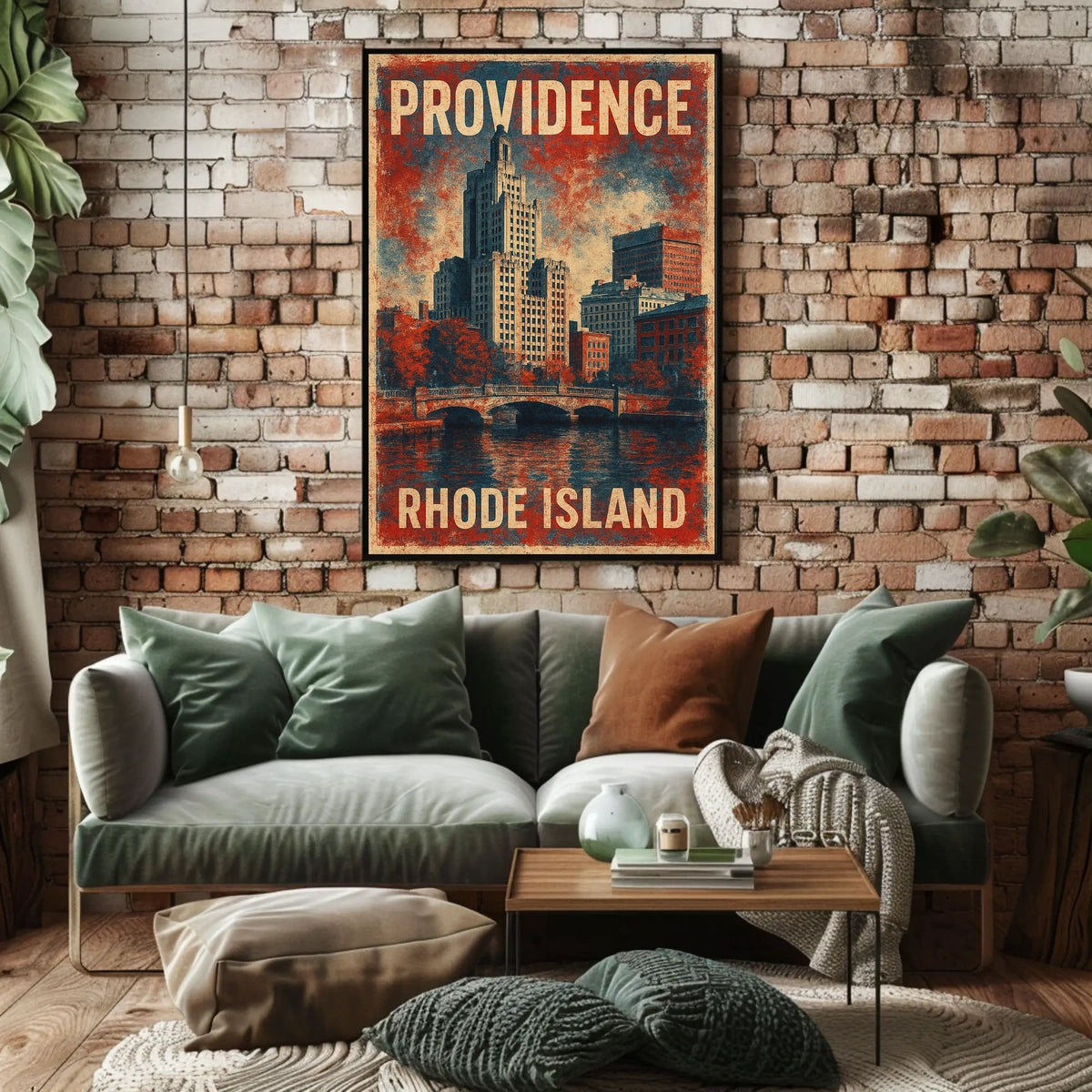 Providence Rhode Island Vintage Urban Cityscape Poster