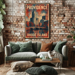 Providence Rhode Island Vintage Urban Cityscape Poster