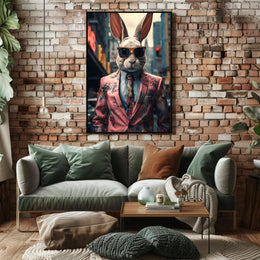 Stylish Rabbit In The City Poster