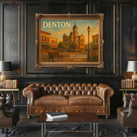 Denton Travel Poster: Heritage Meets Future Art