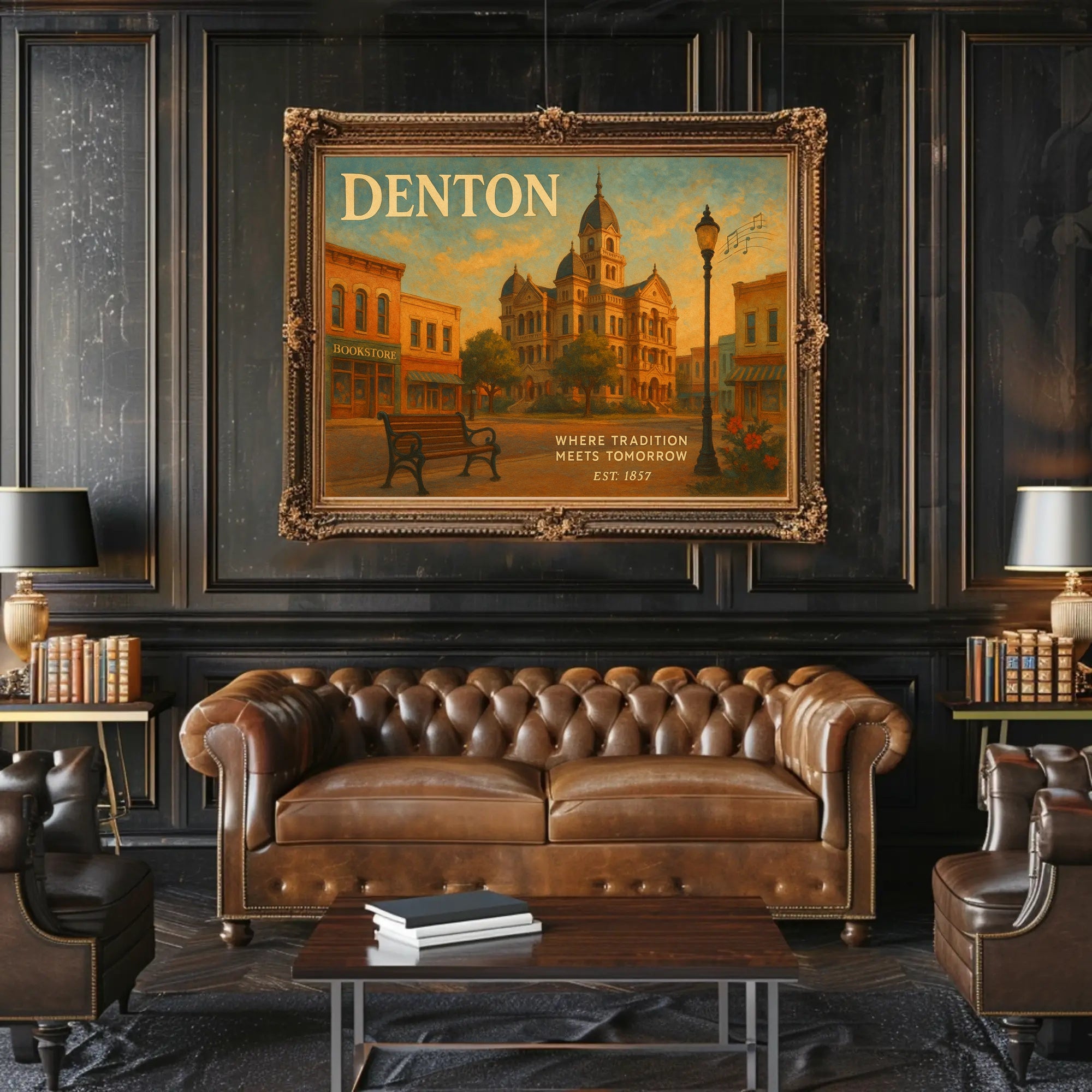 Denton Travel Poster: Heritage Meets Future Art