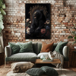 Regal Black Bear on Golden Throne Animal Poster PosterGoat
