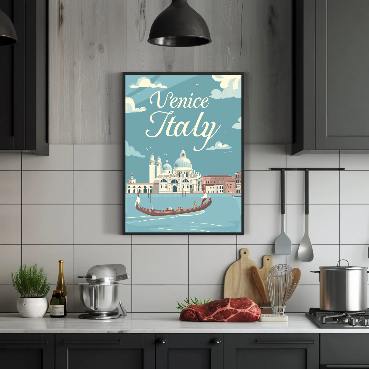 Venice, Italy - Gondola Vintage Style Poster