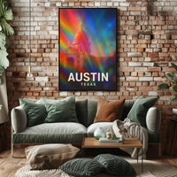 Austin Texas Vibrant Cityscape Digital Painting Pop Art Urban Skyline Travel Inspired Poster