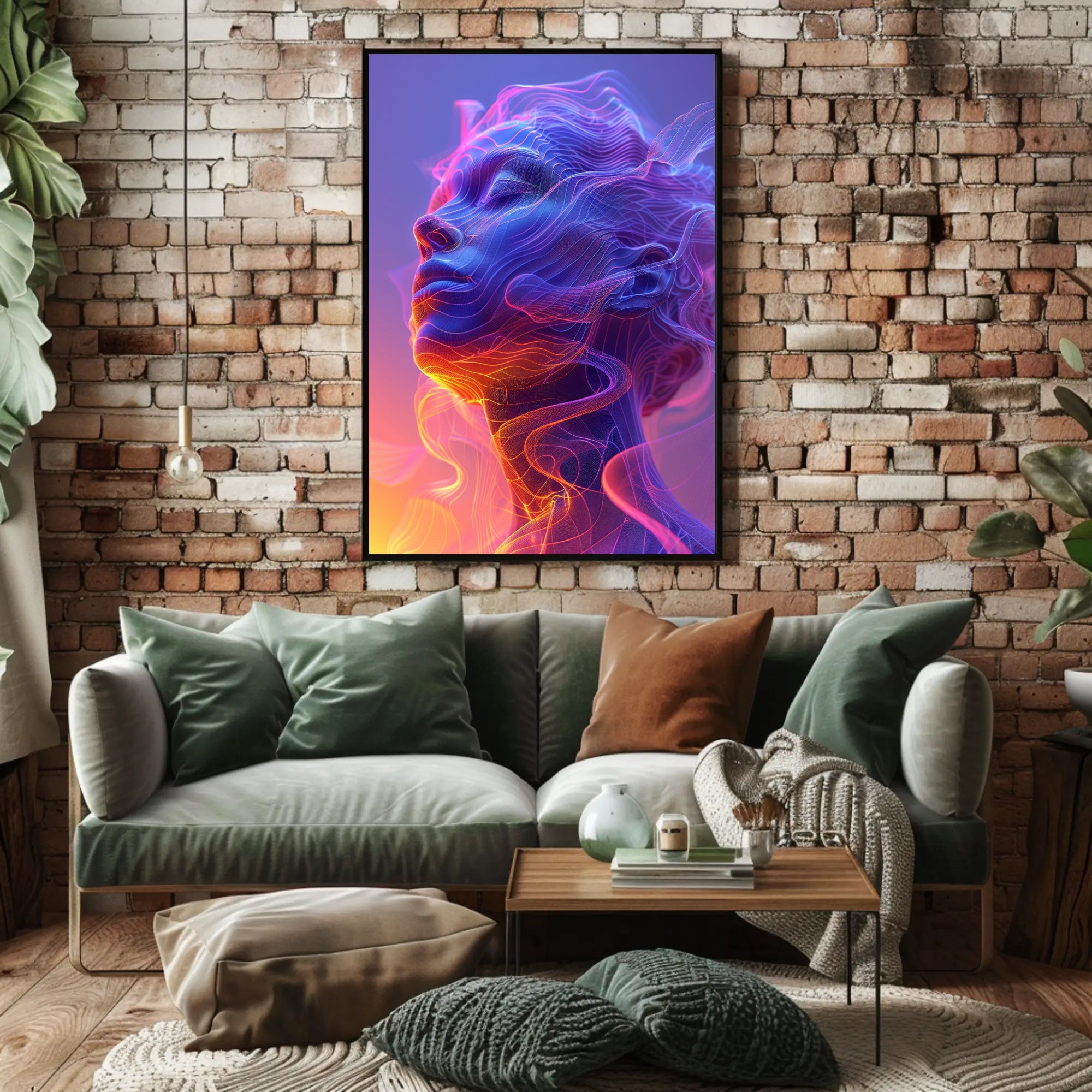 Vibrant Surreal Face with Futuristic Design Artistic Poster PosterGoat