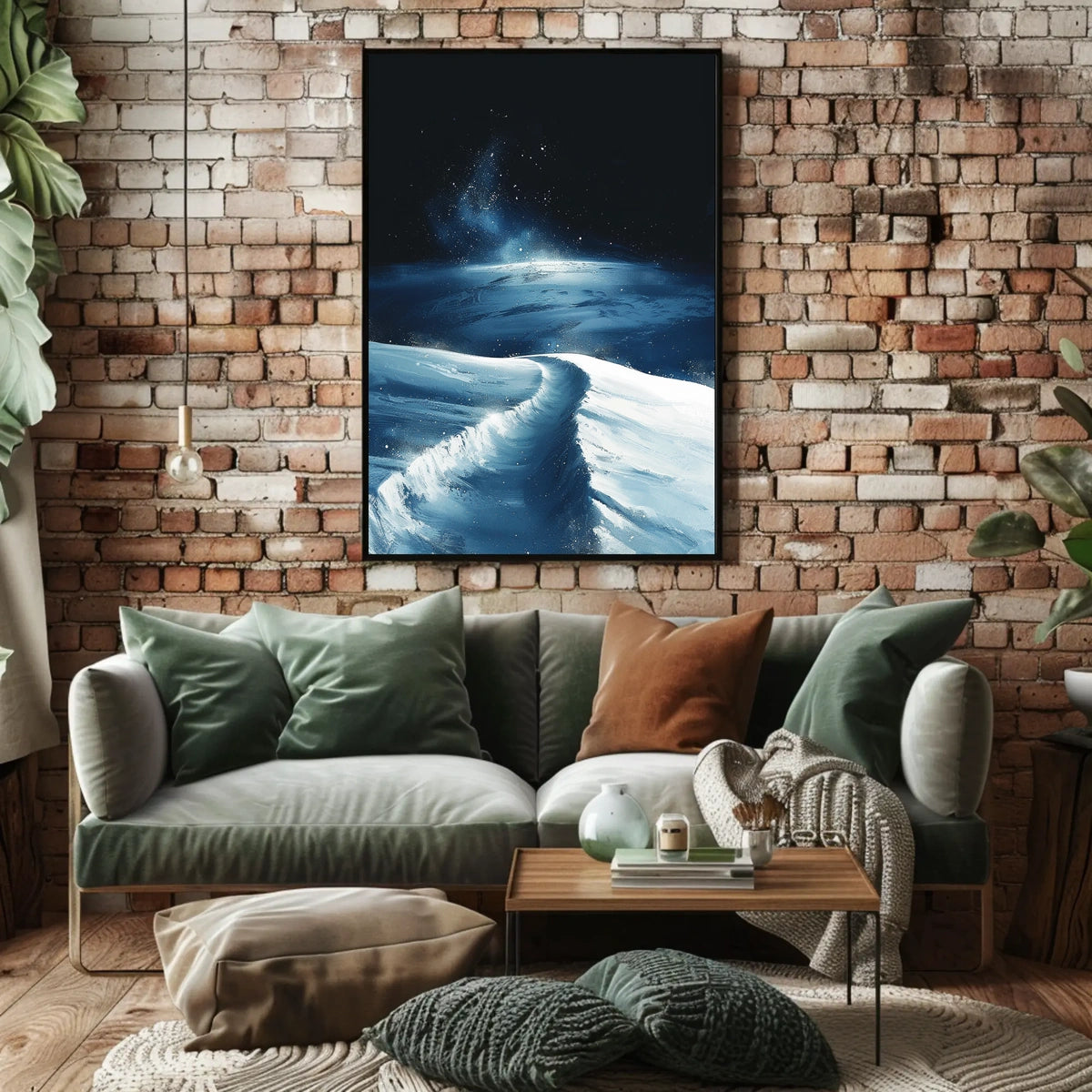 Serene Snowy Landscape Under Starry Sky Poster