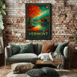 Vermont Autumn Landscape Wall Art Print