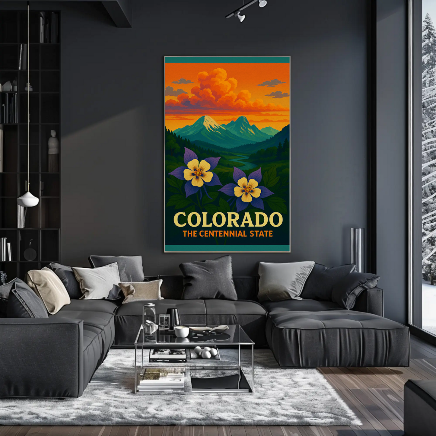 Colorado Centennial State Flowers Sunset Travel Poster
