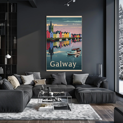 Galway Waterfront Reflections Ireland Travel Poster