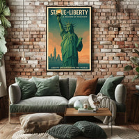 Statue Of Liberty NYC Travel Poster Vintage Wall Art