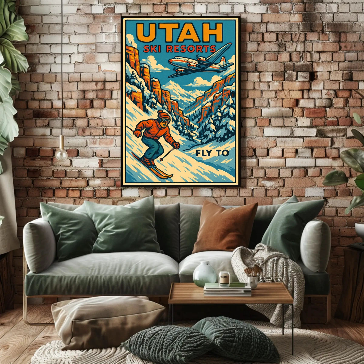 Fly to Utah Ski Resorts Poster