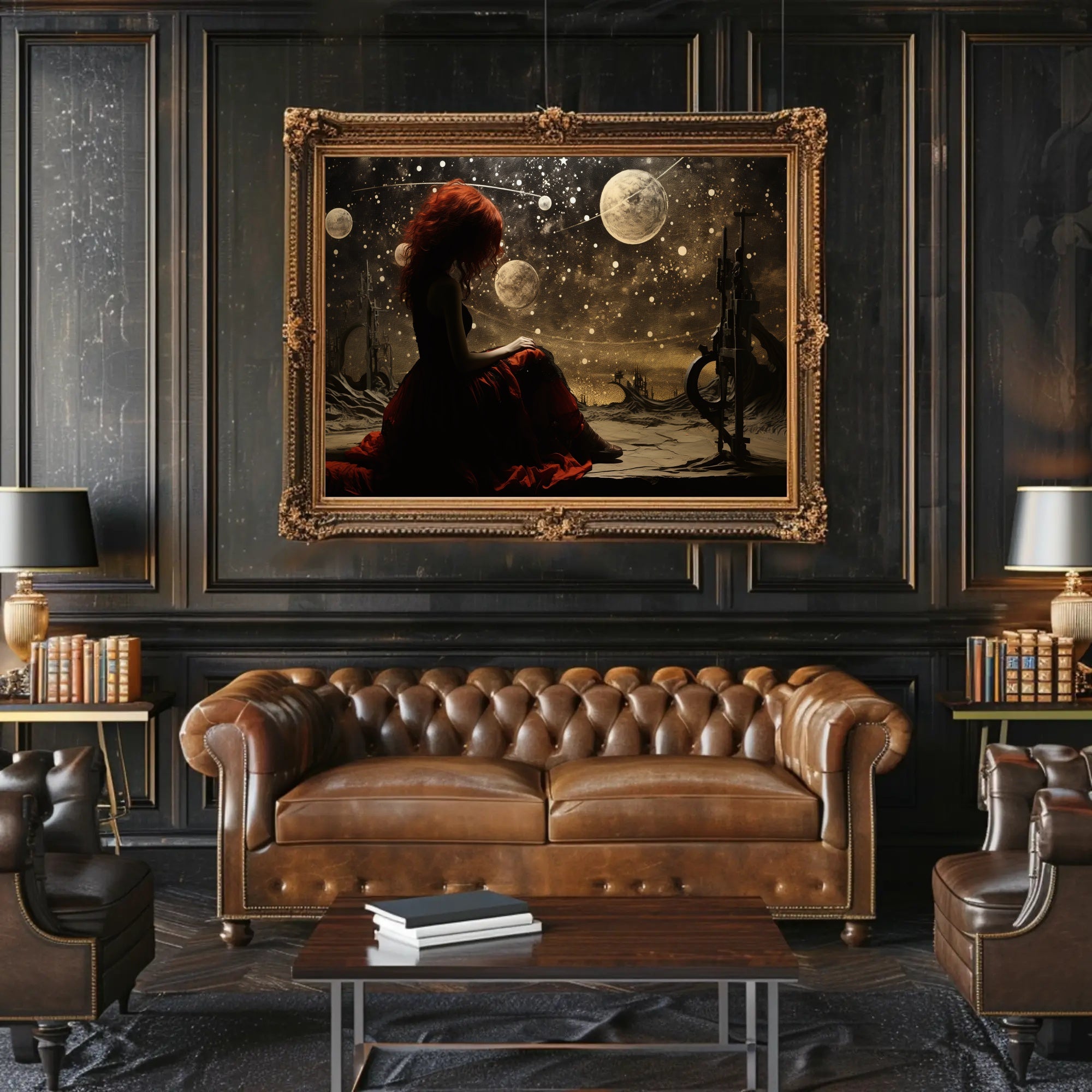 Fantastical Cosmic Landscape with Celestial Artistry Fantasy Poster