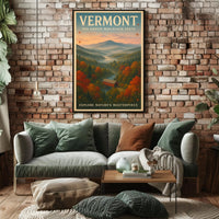 Vermont Scenic Poster Vintage Travel Wall Art