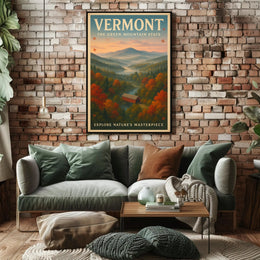 Vermont Scenic Poster Vintage Travel Wall Art