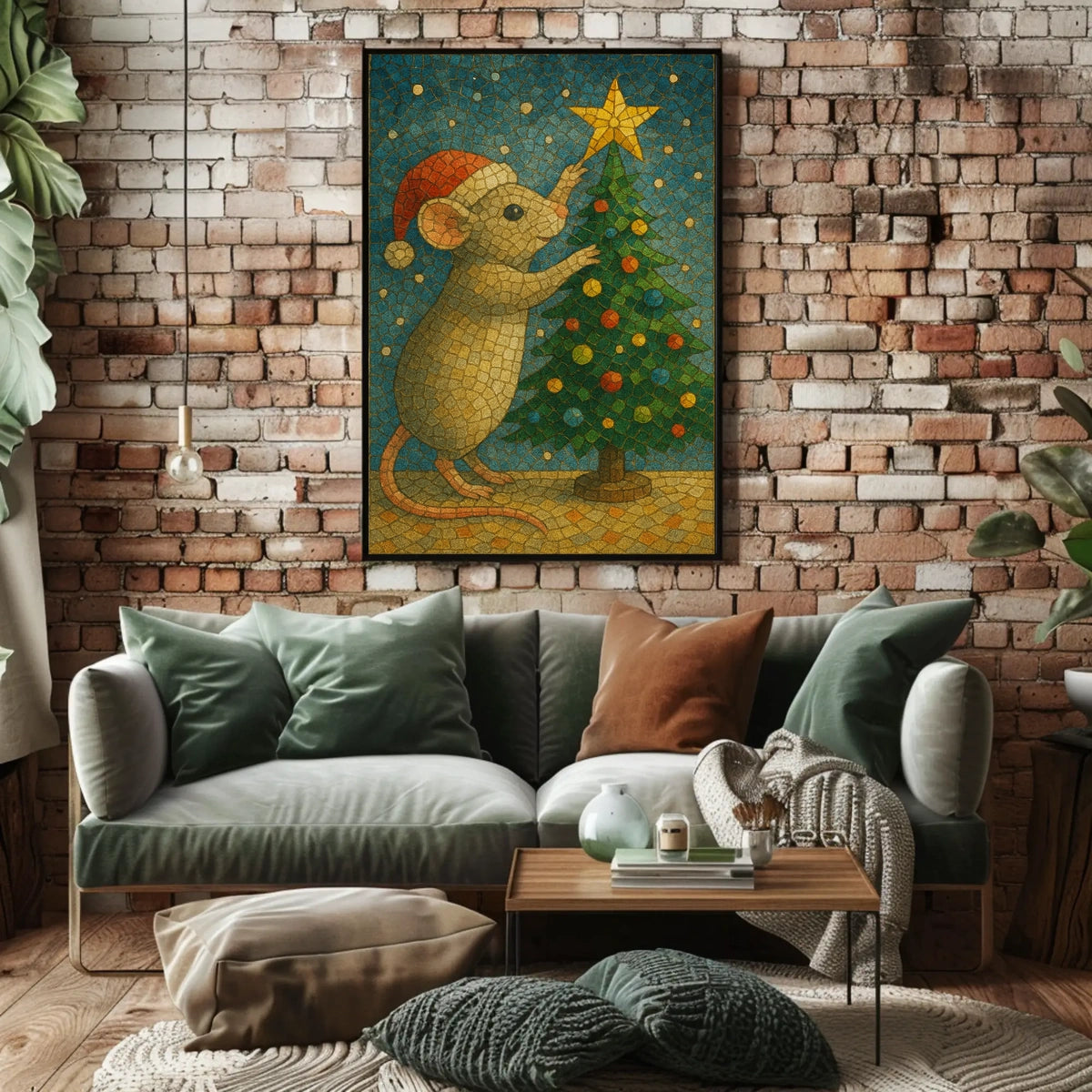 Holiday Mouse and Christmas Tree Poster