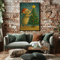 Holiday Mouse and Christmas Tree Poster