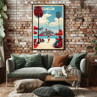Cancún Retro Beach Travel Poster